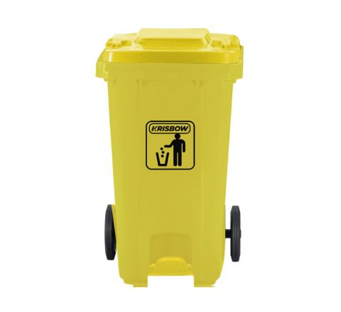 Tempat Sampah Plastik Pedal Outdoor 100 Liter Krisbow warna Kuning