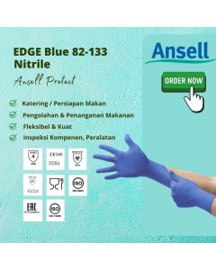Ansell Edge Blue Disposable Gloves Nitrile Powder Free 82 - 133