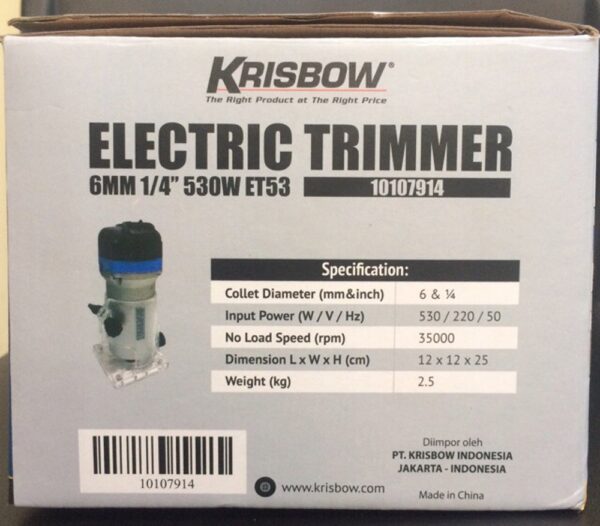 Electric Trimmer 6MM 1/4 INC 530W Krisbow 10107914-17337