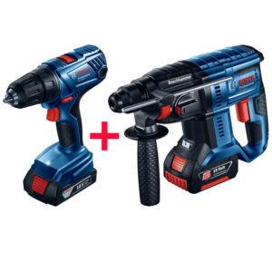 Mesin Bor Cordless Rotary Hammer 06019F81K2 Bosch GBH+GSR180-Li Combo Kit-0