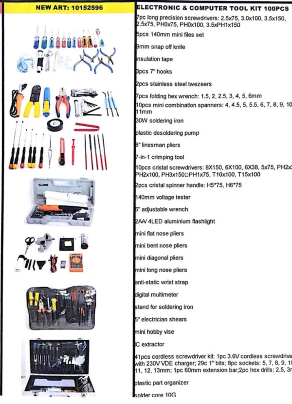 Electronic & Computer Tool Kit 100Pcs Krisbow 10152596-19344