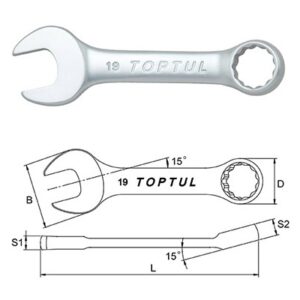 Kunci Kombinasi Midget Combination Wrench 15 Deg Offset 8mm Toptul AAAF0808-0