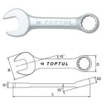 Kunci Kombinasi Midget Combination Wrench 15 Deg Offset 9mm Toptul AAAF0909-0