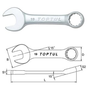 Kunci Kombinasi Midget Combination Wrench 15 Deg Offset 9mm Toptul AAAF0909-0