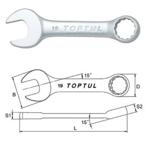 Kunci Kombinasi Midget Combination Wrench 15 Deg Offset 12mm Toptul AAAF1212-0