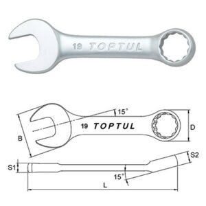 Kunci Kombinasi Midget Combination Wrench 15 Deg Offset 13mm Toptul AAAF1313-0