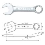 Kunci Kombinasi Midget Combination Wrench 15 Deg Offset 14mm Toptul AAAF1414-0