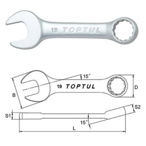 Kunci Kombinasi Midget Combination Wrench 15 Deg Offset 17mm Toptul AAAF1717-0