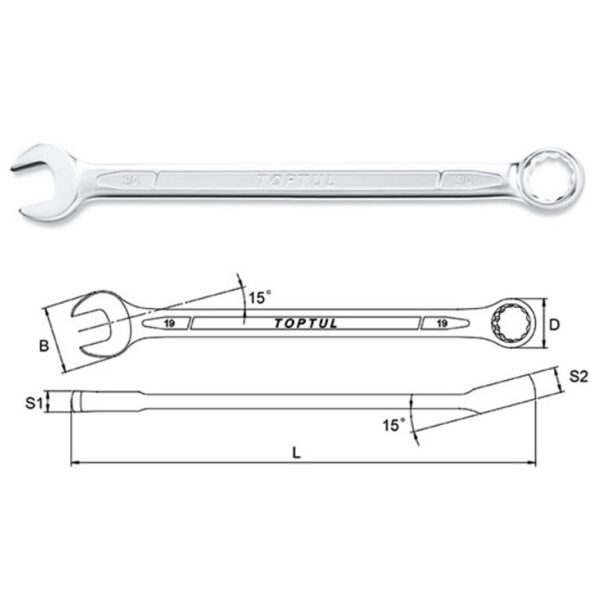 Kunci Kombinasi Long Combination 15Deg Offset 17mm TopTul AAEA1717-31912