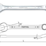 Kunci Kombinasi Standard Combination Wrench 15 Deg Offset 16mm Toptul AAEB1616-0
