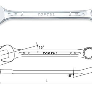 Kunci Kombinasi Standard Combination Wrench 15 Deg Offset 21mm Toptul AAEB2121-0