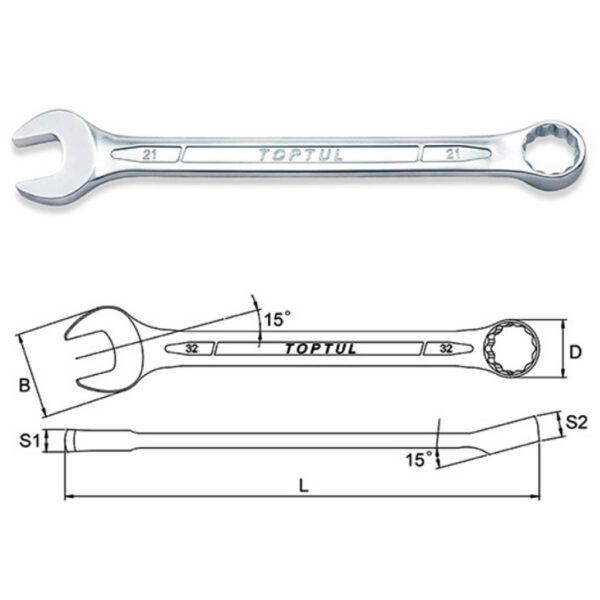 Kunci Kombinasi Standard Combination 15Deg Offset 6mm TopTul AAEB0606-31918