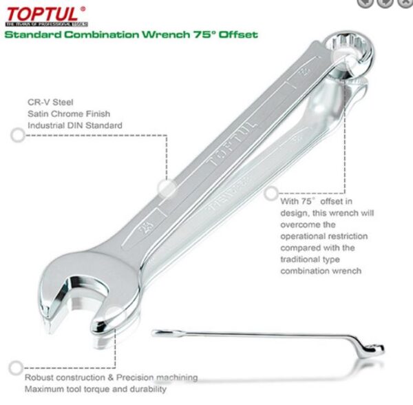 Kunci Kombinasi Standard Combination Wrench 75 Deg Offset 12mm Toptul AAEN1212-32251
