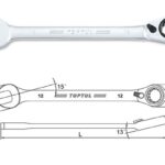 Kunci Kombinasi Reversible Ratchet Combination Wrench Gear 9mm Toptul ABAF0909-0