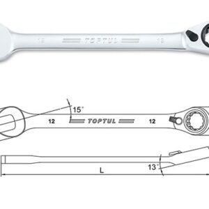 Kunci Kombinasi Reversible Ratchet Combination Wrench Gear 9mm Toptul ABAF0909-0