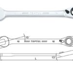 Kunci Kombinasi Reversible Ratchet Combination Wrench Gear 13mm Toptul ABAF1313-0