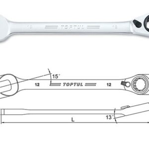 Kunci Kombinasi Reversible Ratchet Combination Wrench Gear 13mm Toptul ABAF1313-0