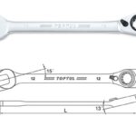 Kunci Kombinasi Reversible Ratchet Combination Wrench Gear 14mm Toptul ABAF1414-0