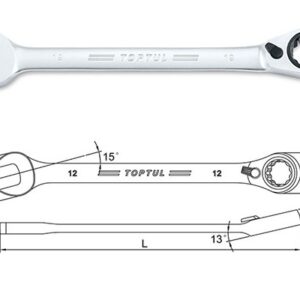 Kunci Kombinasi Reversible Ratchet Combination Wrench Gear 14mm Toptul ABAF1414-0