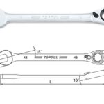 Kunci Kombinasi Reversible Ratchet Combination Wrench Gear 16mm Toptul ABAF1616-0