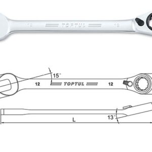 Kunci Kombinasi Reversible Ratchet Combination Wrench Gear 16mm Toptul ABAF1616-0