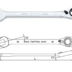 Kunci Kombinasi Reversible Ratchet Combination Wrench Gear 17mm Toptul ABAF1717-0