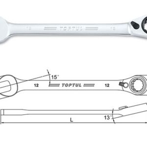 Kunci Kombinasi Reversible Ratchet Combination Wrench Gear 17mm Toptul ABAF1717-0