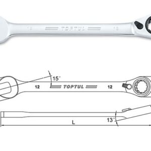 Kunci Kombinasi Reversible Ratchet Combination Wrench Gear 18mm Toptul ABAF1818-0