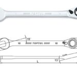 Kunci Kombinasi Reversible Ratchet Combination Wrench Gear 19mm Toptul ABAF1919-0