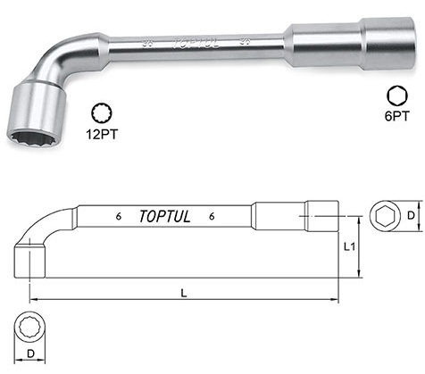 Kunci Pas Angled Socket Wrench 6 mm Toptul AEAE0606-0