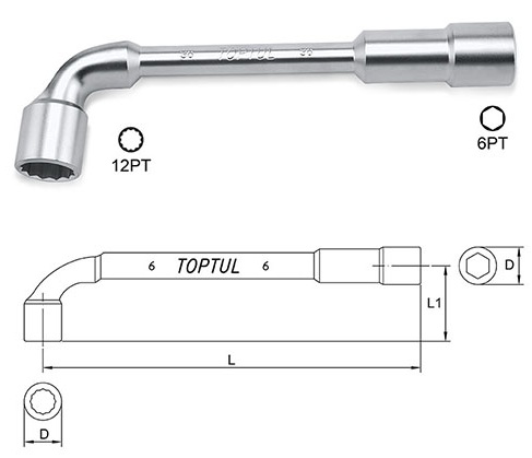 Kunci Pas Angled Socket Wrench 7 mm Toptul AEAE0707-0