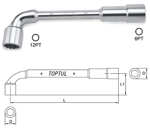 Kunci Pas Angled Socket Wrench 9 mm Toptul AEAE0909-0