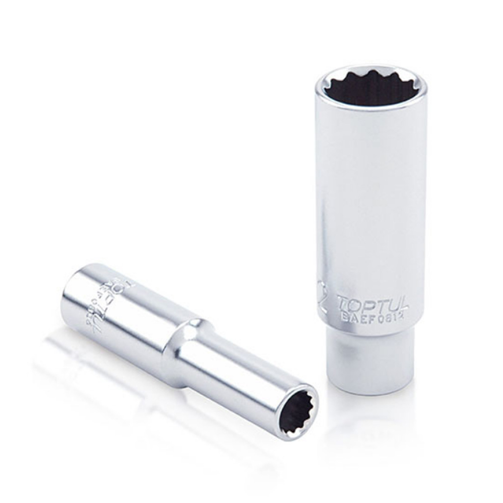 Kunci Sock Deep Sockets 12Pt 7mm 1/4 Inch Drive Toptul BAEF0807-0