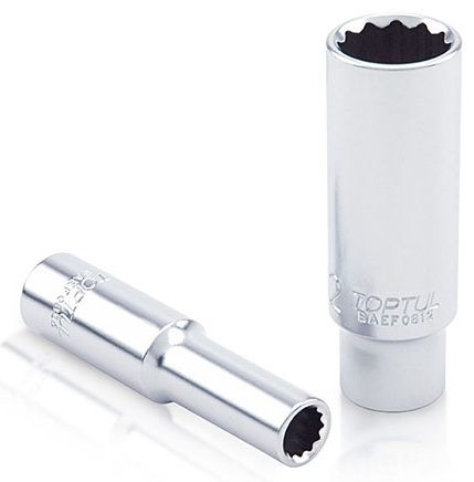 Kunci Sock Deep Sockets 12Pt 9mm 1/4 Inch Drive Toptul BAEF0809-0