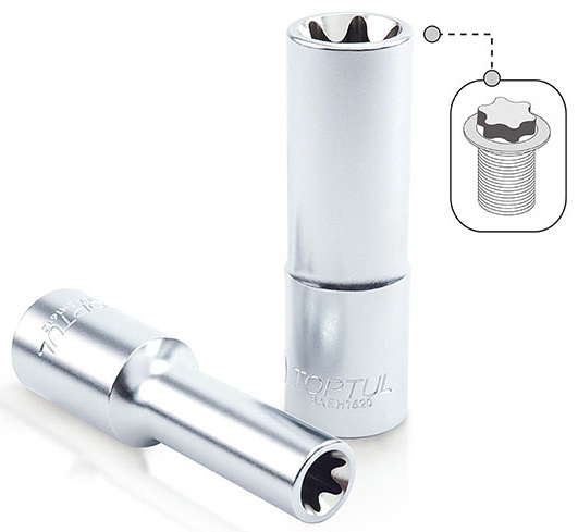 Kunci Sock Deep Star Sockets 1/2" E10 Toptul BAEH1610-0