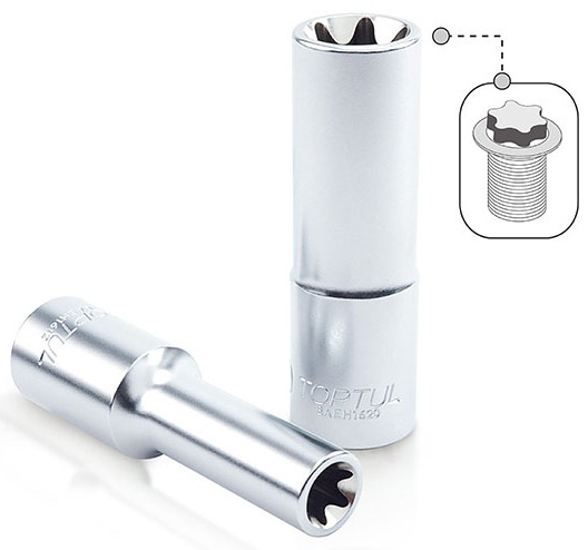 Kunci Sock Deep Star Sockets 1/2" E18 Toptul BAEH1618-0