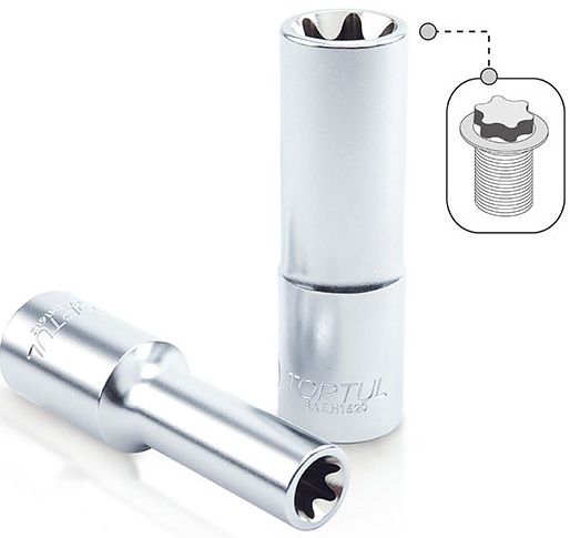 Kunci Sock Deep Star Sockets 1/2" E20 Toptul BAEH1620-0