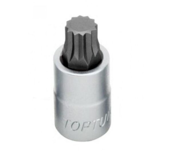 Kunci Sock Spline Bit Sockets Satin 1/2" DR M10 55 mm TOPTUL BCHA161052-0