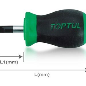 Obeng Stubby Slotted Anti-Slip Screwdrivers 1.2x6.5 mm Toptul FABB6E03-0