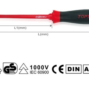 Obeng VDE Insulated Slotted Screwdrivers 1.0x5.5 mm Toptul FAEB5E13-0