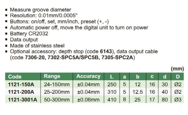 Digital Inside Point Caliper Insize 1121-150A-23603
