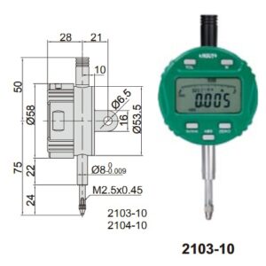 Digital Indicator (lug back) 12.7mm/0.5" Insize 2103-10-0