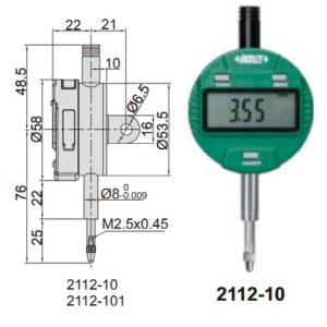 Digital Indicator (lug back) 12.7mm/0.5" (standar model) Insize 2112-101-0