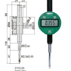 Digital Indicator (lug back) 25.4mm/1" (standar model) Insize 2112-25-0