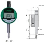 Compact Digital Indicator (flat back) 5mm/0.2" Insize 2114-5F-0
