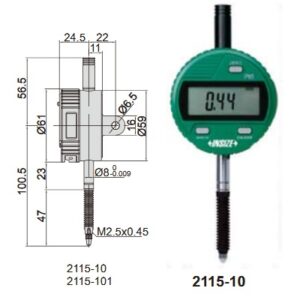 Waterproof Digital Indicator (lug back) 12.7mm/0.5" Insize 2115-10-0