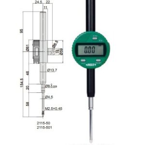 Waterproof Digital Indicator (lug back) 50.8mm/2" Insize 2115-501-0
