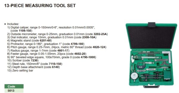 Measuring Tool Set 13 Pcs Insize 5013-23438