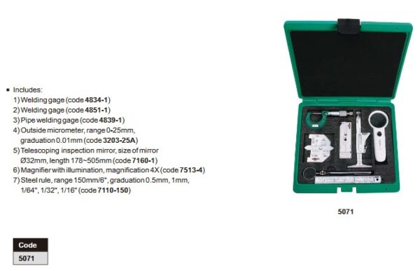 Welding Gage Set 7 Pcs Insize 5071-23466