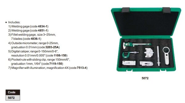 Welding Gage Set 7 Pcs Insize 5072-23468